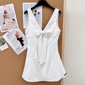 Miu Miu  new bow-tie V-neck slip dress